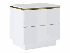 Vente-unique Mesita de noche con 2 cajones brillante y dorado - VUKIA de Pascal Morabito Blanco Discount