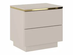 Vente-unique Mesita De Noche|Mesita de noche con 2 cajones y dorado - VUKIA