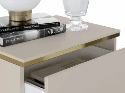 Vente-unique Mesita De Noche|Mesita de noche con 2 cajones y dorado - VUKIA