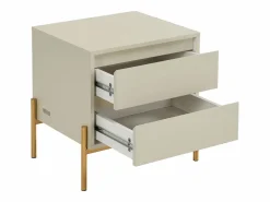 Vente-unique Mesita de noche con 2 cajones de MDF y metal y dorado - KORASA de Pascal Morabito Beige