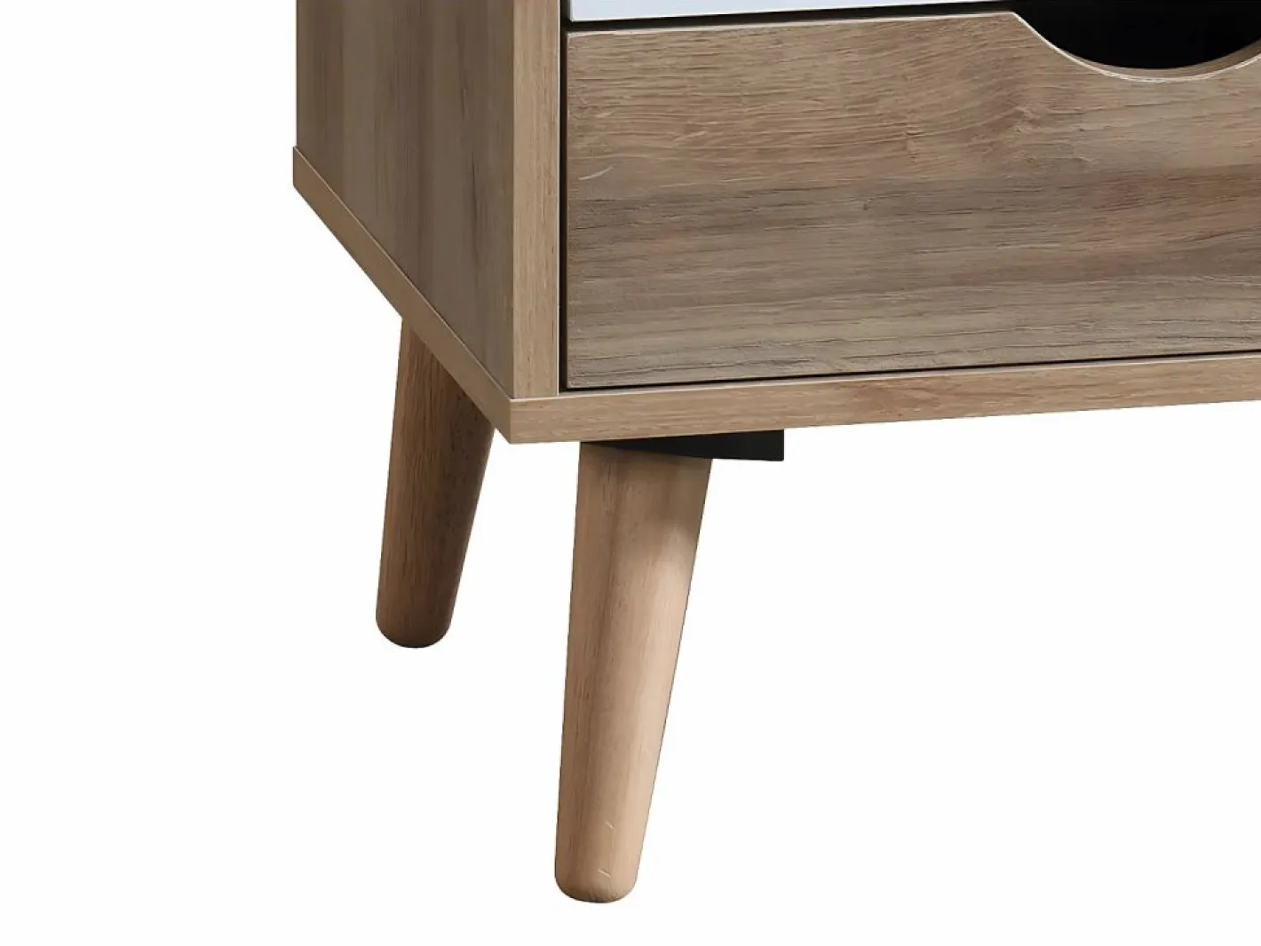 Mesita de noche con 3 cajones, blanco natural y azul marino - LURVIA^Vente-unique Outlet