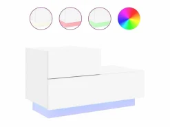 Mesita de noche con luces LED blanca 70x36x40,5 cm ES27865^ Best