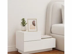 Mesita de noche con luces LED blanca 70x36x40,5 cm ES27865^ Best