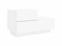 Mesita de noche con luces LED blanca 70x36x40,5 cm ES27865^ Best