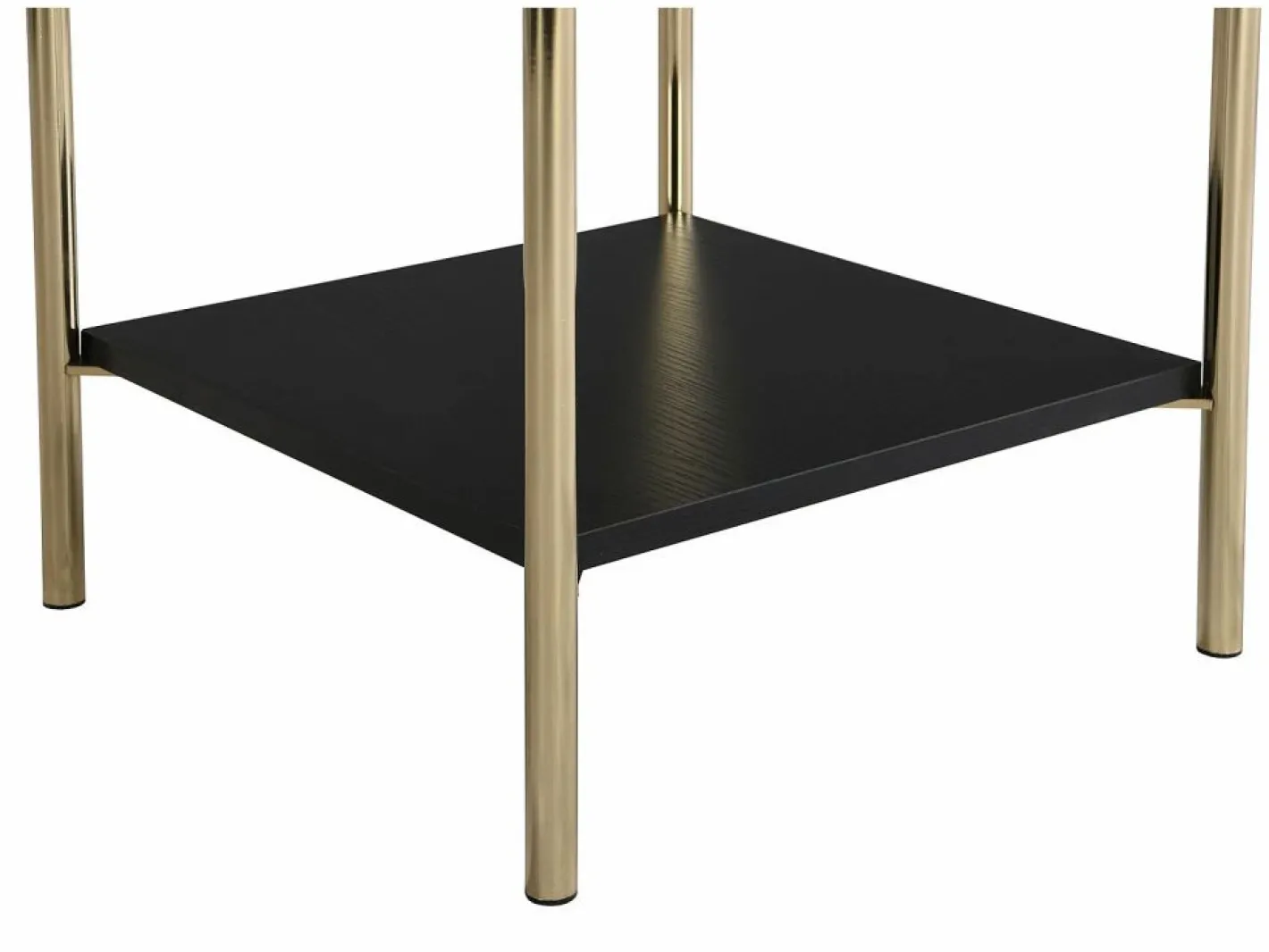 Vente-unique Mesita De Noche|Mesita de noche conjunto de 2 con 1 cajón de MDF y metal en color negro y dorado - MILAVIA