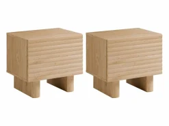Vente-unique Mesita de noche conjunto de 2 con 1 puerta en MDF color natural - LUDIMA Color natural claro