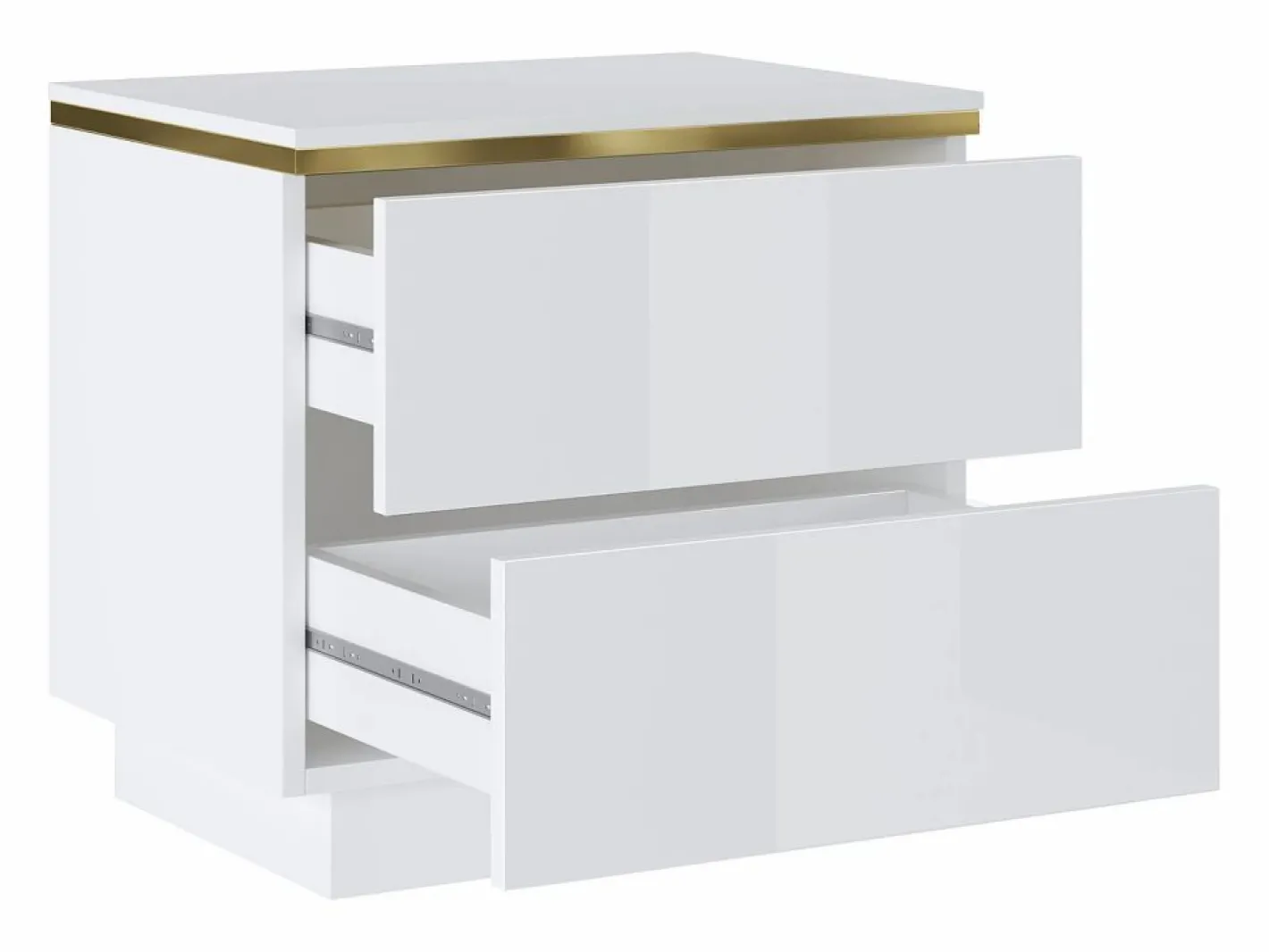 Mesita de noche Conjunto de 2 con 2 cajones brillante y dorado - VUKIA^Vente-unique Outlet