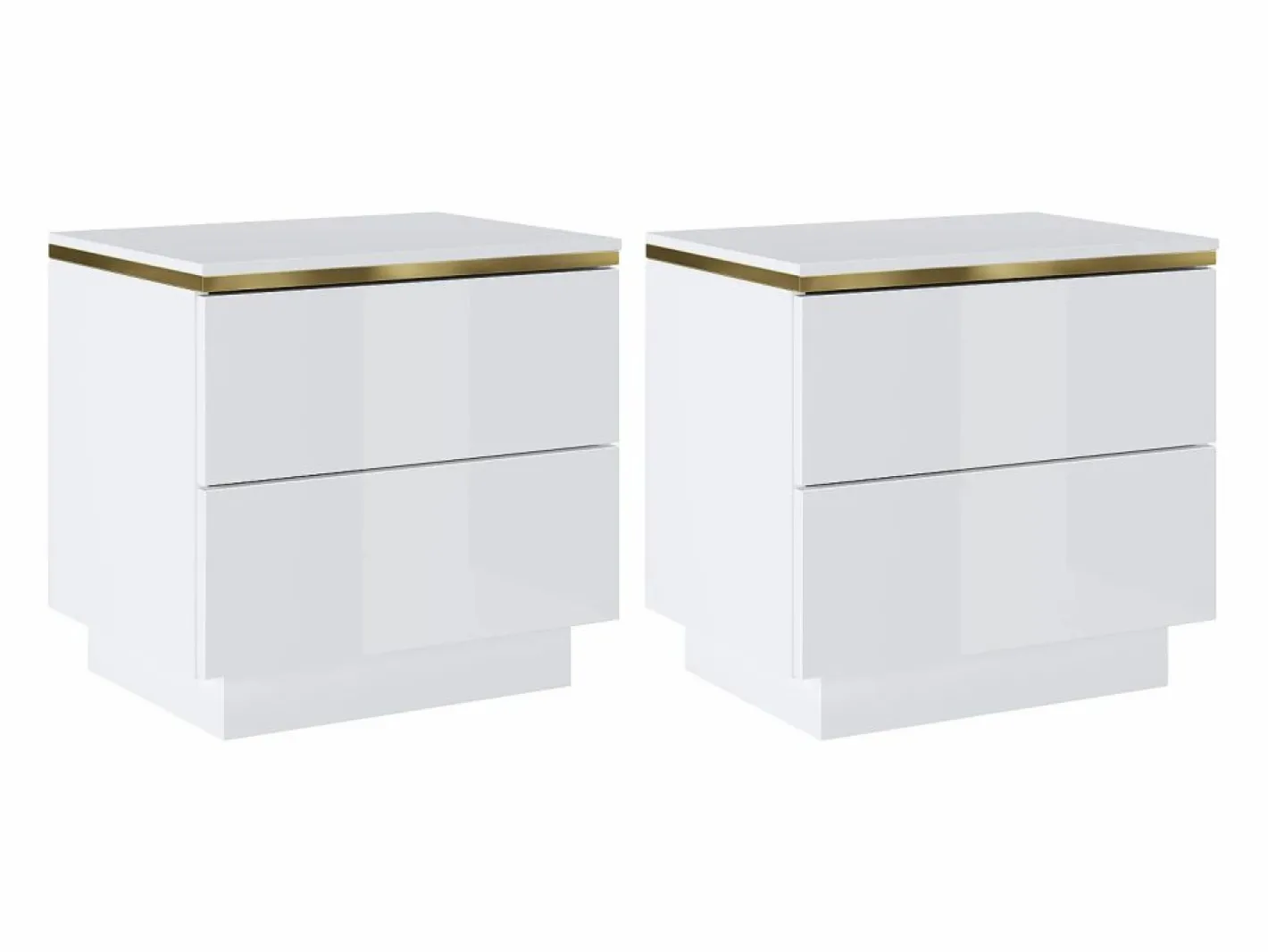 Mesita de noche Conjunto de 2 con 2 cajones brillante y dorado - VUKIA^Vente-unique Outlet