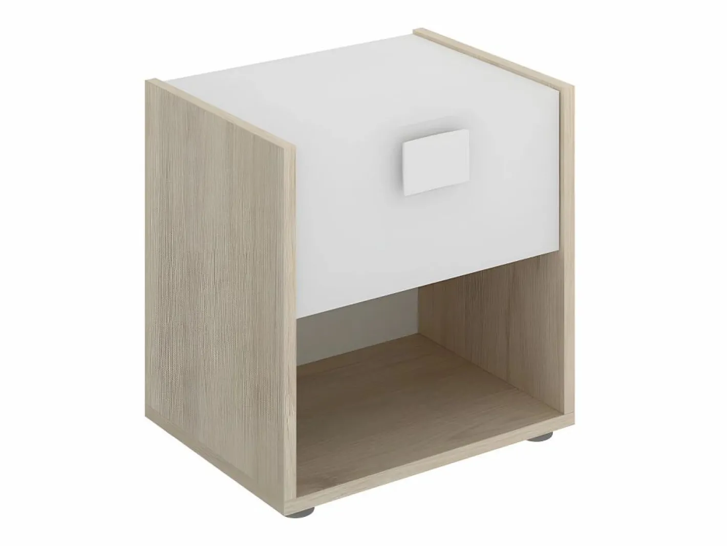 Mesita de noche conjunto de 2 con cajón y estante color natural y blanco - SONIA^Vente-unique