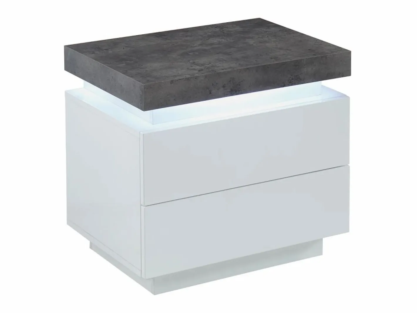 Mesita de noche Conjunto de 2 con 2 cajones en MDF lacado con LEDs blanco y cemento - HALO II^Vente-unique Outlet