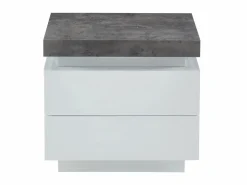 Mesita de noche Conjunto de 2 con 2 cajones en MDF lacado con LEDs blanco y cemento - HALO II^Vente-unique Outlet