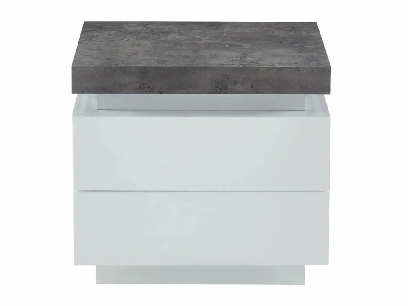 Mesita de noche Conjunto de 2 con 2 cajones en MDF lacado con LEDs blanco y cemento - HALO II^Vente-unique Outlet