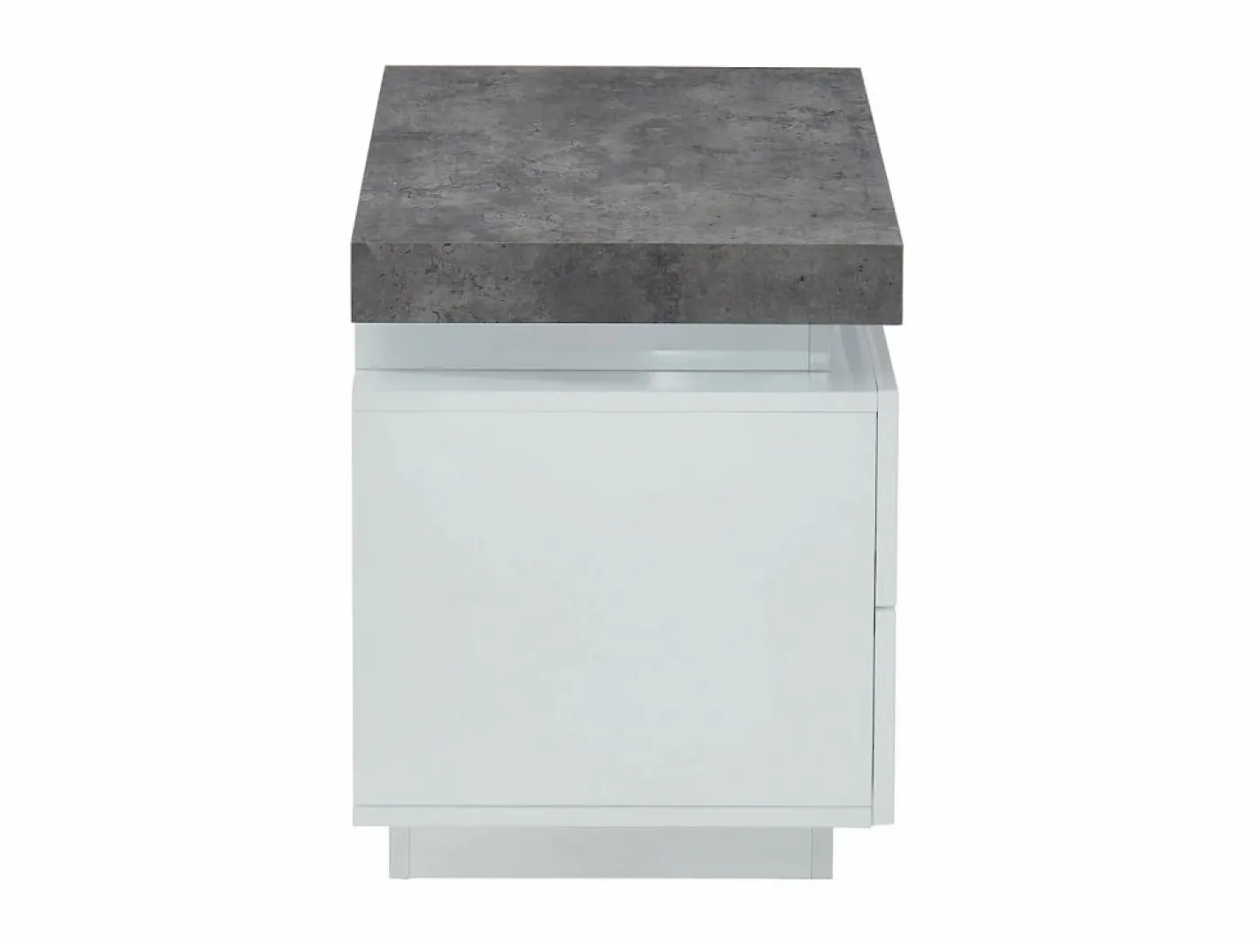 Mesita de noche Conjunto de 2 con 2 cajones en MDF lacado con LEDs blanco y cemento - HALO II^Vente-unique Outlet