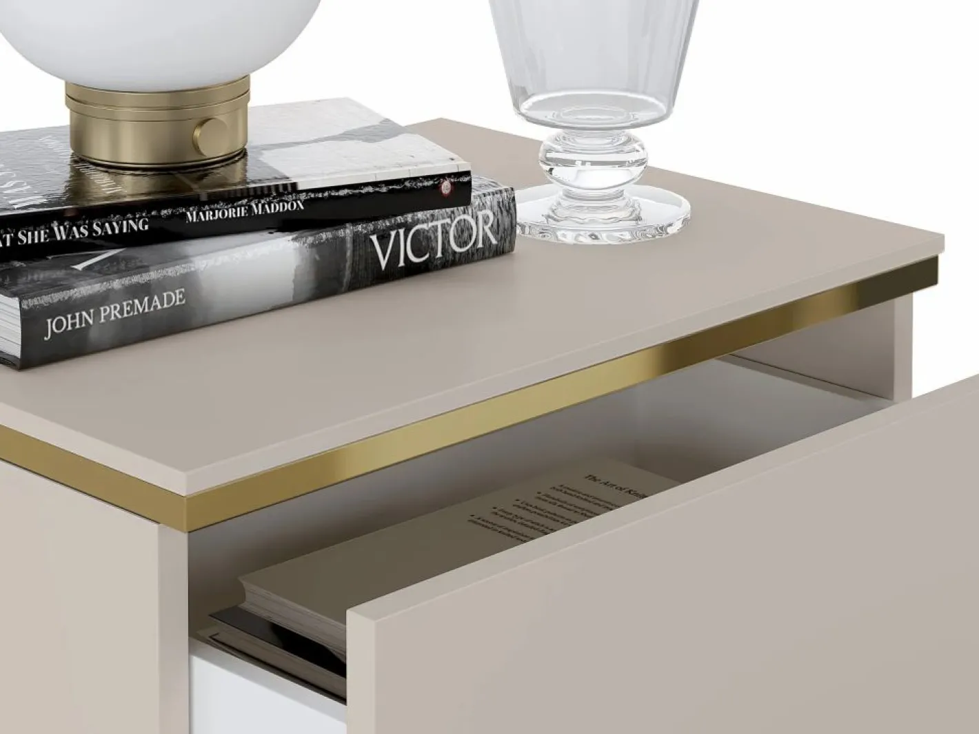 Mesita de noche Conjunto de 2 con 2 cajones y dorado - VUKIA^Vente-unique Outlet