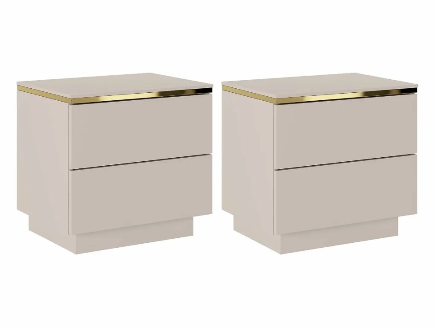 Mesita de noche Conjunto de 2 con 2 cajones y dorado - VUKIA^Vente-unique Outlet