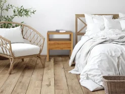 Vente-unique Mesita de noche Conjunto de 2 con 1 cajón y 1 hueco en madera de teca color natural - REVUKA Color natural claro Hot