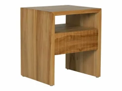 Vente-unique Mesita de noche Conjunto de 2 con 1 cajón y 1 hueco en madera de teca color natural - REVUKA Color natural claro Hot