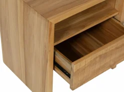 Vente-unique Mesita de noche Conjunto de 2 con 1 cajón y 1 hueco en madera de teca color natural - REVUKA Color natural claro Hot