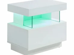 Vente-unique Mesita de noche de 2 piezas con cajón y hueco con LED, MDF lacado - FABIO II Blanco Discount