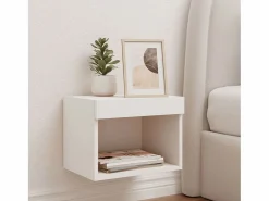 Clicnbuy Mesita de noche de pared con luces LED Blanco Best