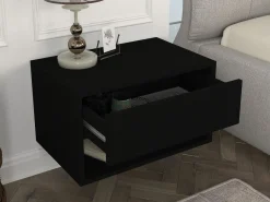 Vente-unique Mesita De Noche|Mesita de noche de pared RITAMI con 1 cajón y 1 estante, color