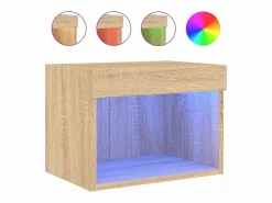 Mesita de noche de pared con luces LED roble Sonoma^Clicnbuy Hot