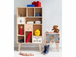 Mesita de noche de pino para niños con dibujo de gato floral. Multicolor Discount