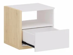Vente-unique Mesita De Noche|Mesita de noche escandinava 1 cajón y 1 estante en color blanco y natural - NAPOLI II