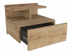 Vente-unique Mesita de noche flotante con 1 cajón y 1 estante color natural - AZELNO Color natural claro