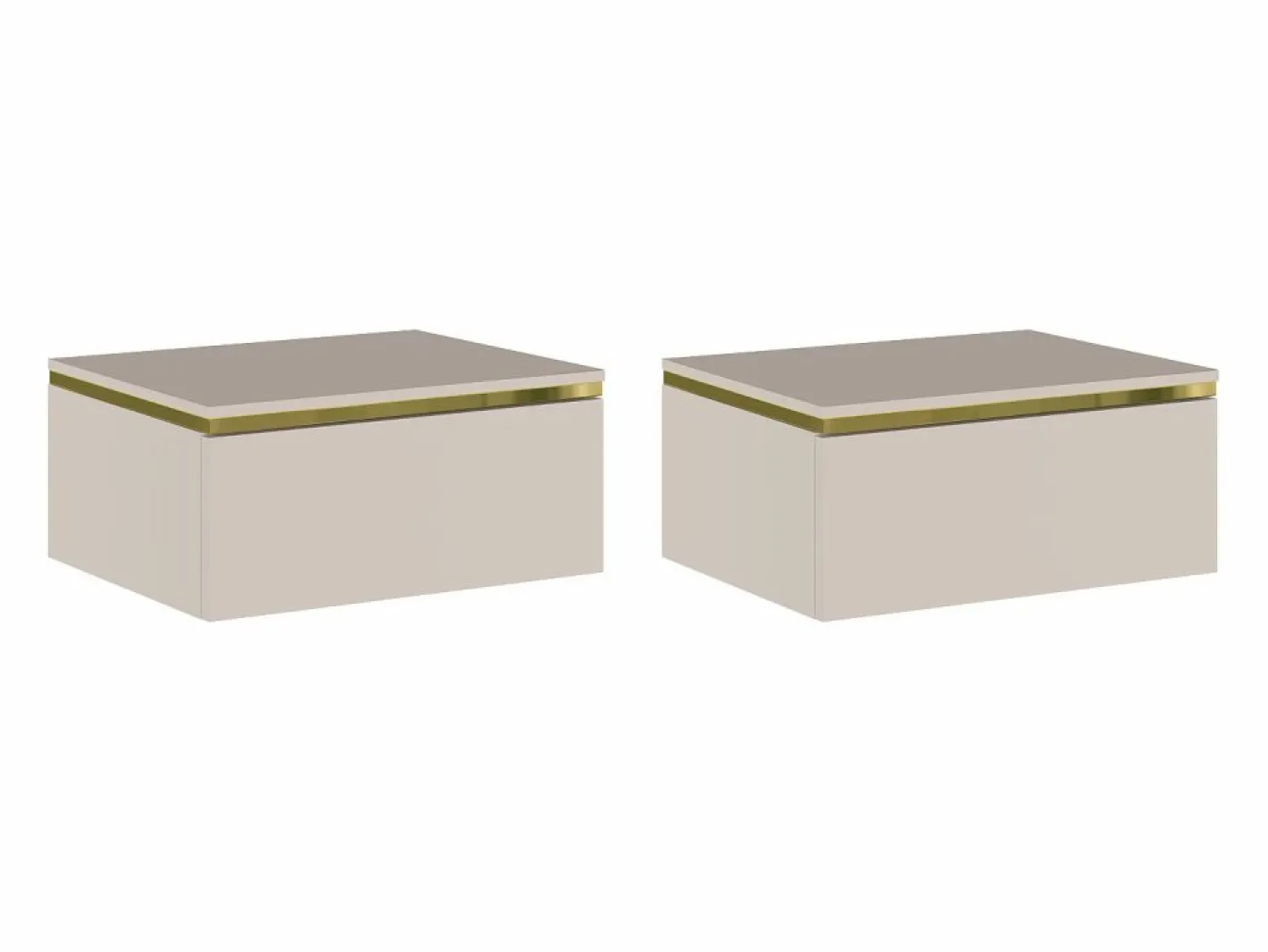 Mesita de noche flotante conjunto de 2 con 1 cajón y dorado - VUKIA de Pascal Morabito^Vente-unique Online