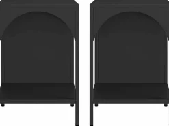 Sweeek Mesita de noche industrial de metal, set de 2 Negro Hot