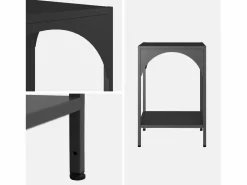 Sweeek Mesita de noche industrial de metal, set de 2 Negro Hot