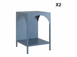 Mesita de noche industrial de metal, set de 2 gris^Sweeek Sale