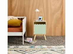 Sweeek Muebles Niño|Mesita de noche infantil con patas de madera de pino, 1 puerta
