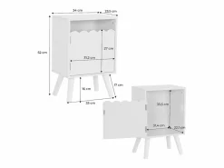 Sweeek Muebles Niño|Mesita de noche infantil con patas de madera de pino, 1 puerta