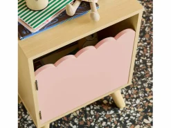 Mesita de noche infantil con patas de madera de pino, 1 puerta^Sweeek Online