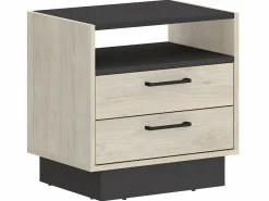 Mesita de noche lote de 2 con cajones y estante color natural y antracita - LEANDRE^Vente-unique Hot