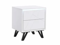 Mesita de noche lote de 2 con 2 cajones y LEDs en MDF lacado - SALIANO^Vente-unique Discount