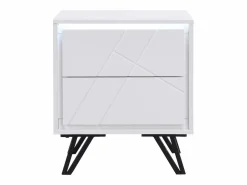 Mesita de noche lote de 2 con 2 cajones y LEDs en MDF lacado - SALIANO^Vente-unique Discount