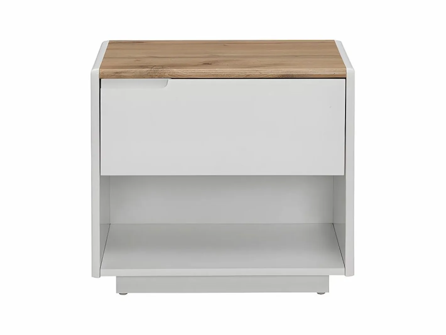Mesita de noche lote de 2 con cajón y compartimento de MDF lacado blanco y natural - AMANI^Vente-unique Discount