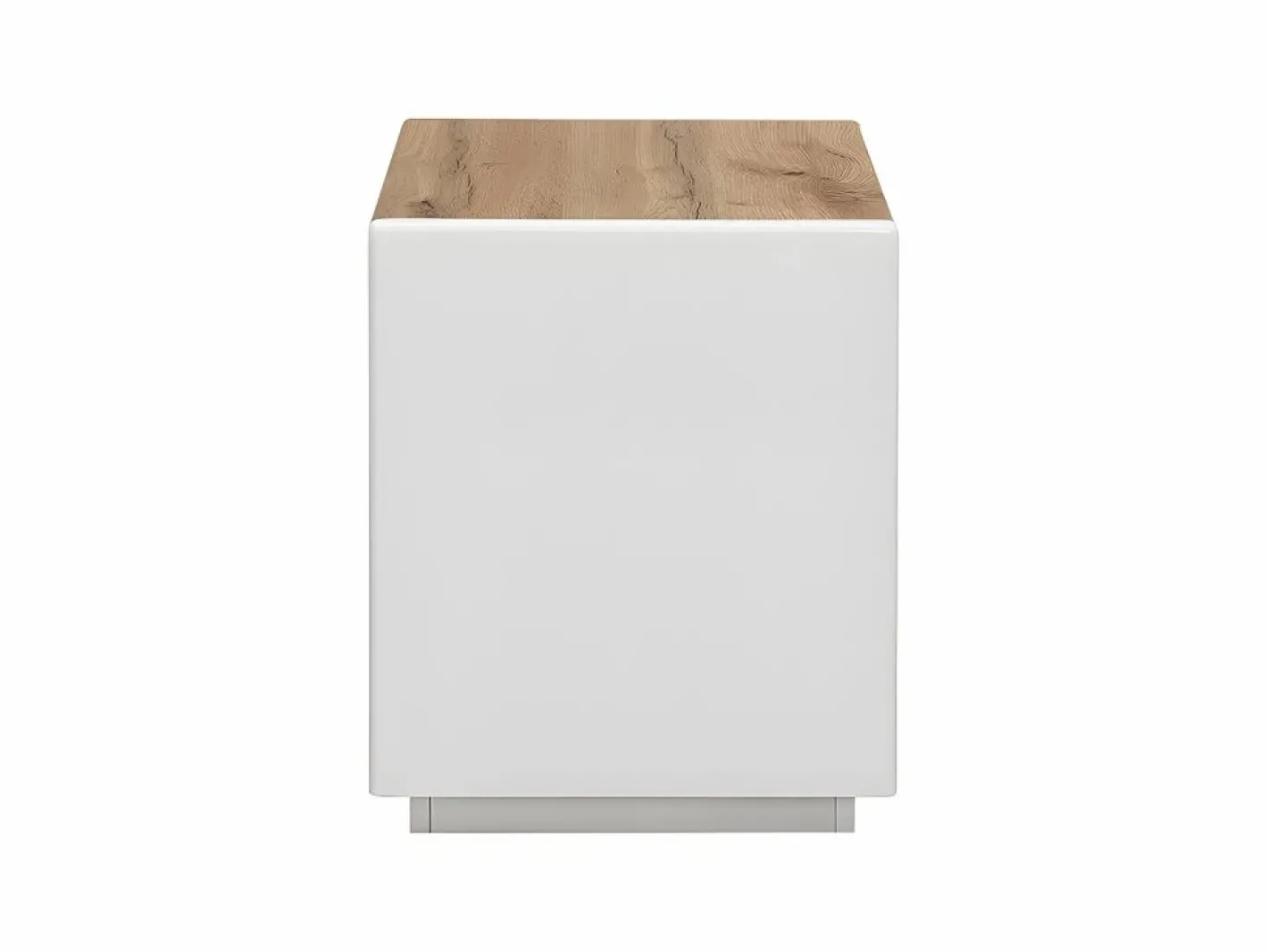 Mesita de noche lote de 2 con cajón y compartimento de MDF lacado blanco y natural - AMANI^Vente-unique Discount
