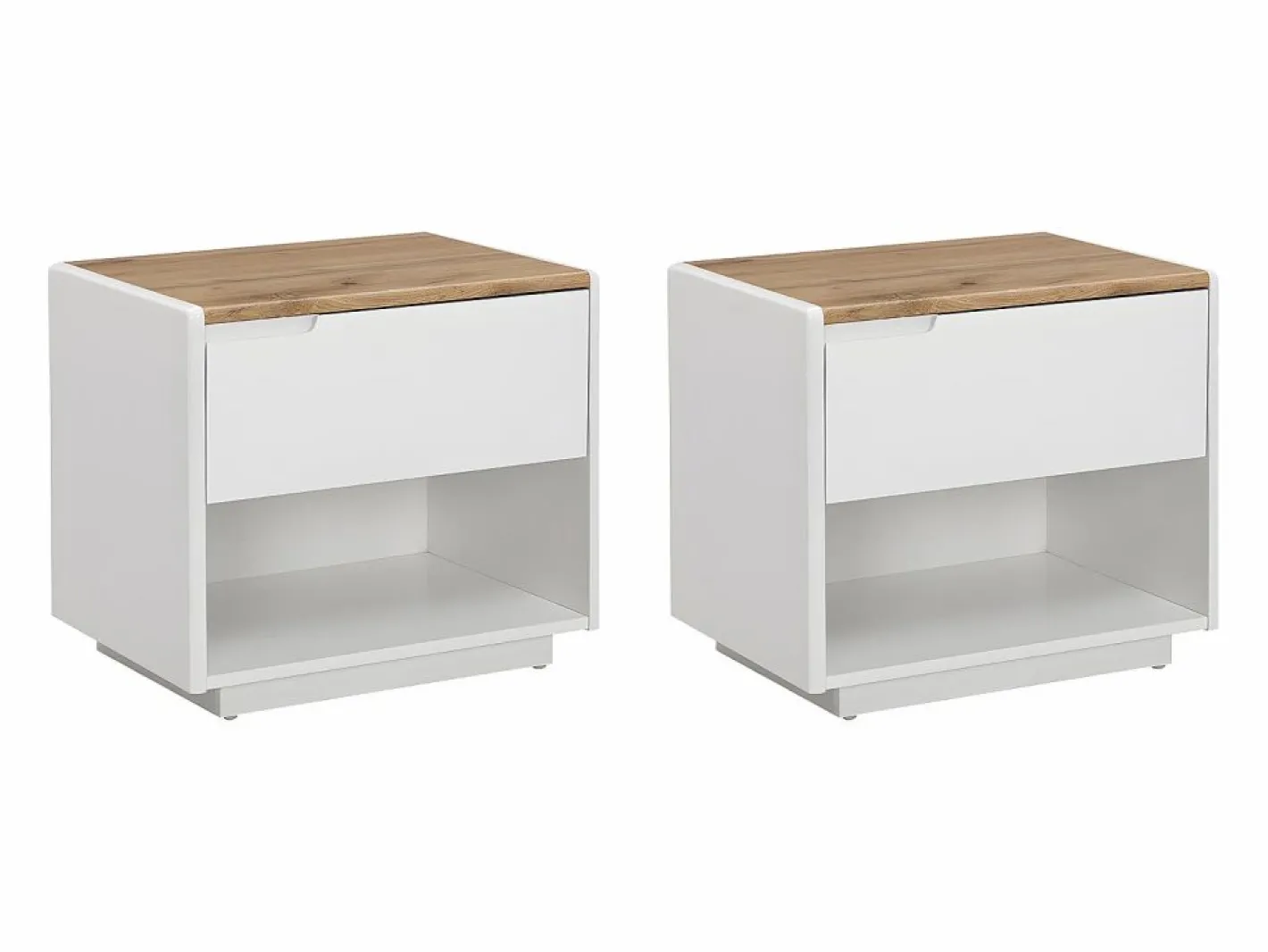 Mesita de noche lote de 2 con cajón y compartimento de MDF lacado blanco y natural - AMANI^Vente-unique Discount