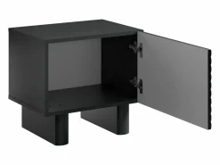 Vente-unique Mesita de noche LUDIMA de 1 puerta en MDF Negro Outlet