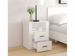 Clicnbuy Mesita de noche madera contrachapada 50x36x60 cm Blanco Clearance