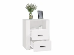 Clicnbuy Mesita de noche madera contrachapada 50x36x60 cm Blanco Clearance
