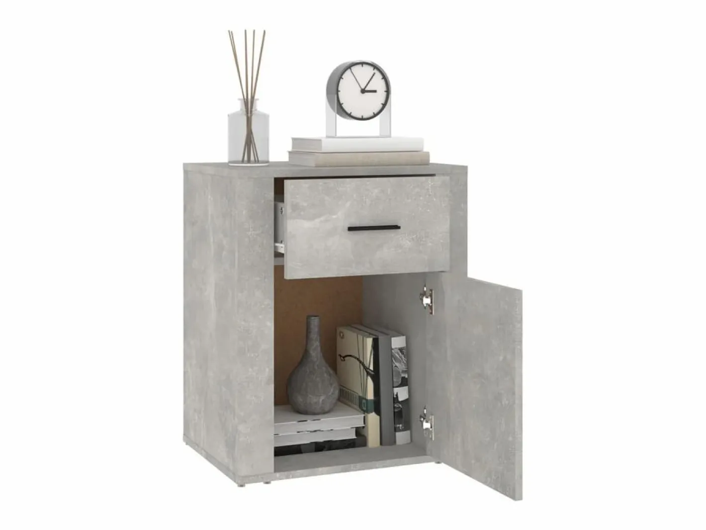 Mesita de noche madera contrachapada hormigón 50x36x60 cm^Clicnbuy Discount