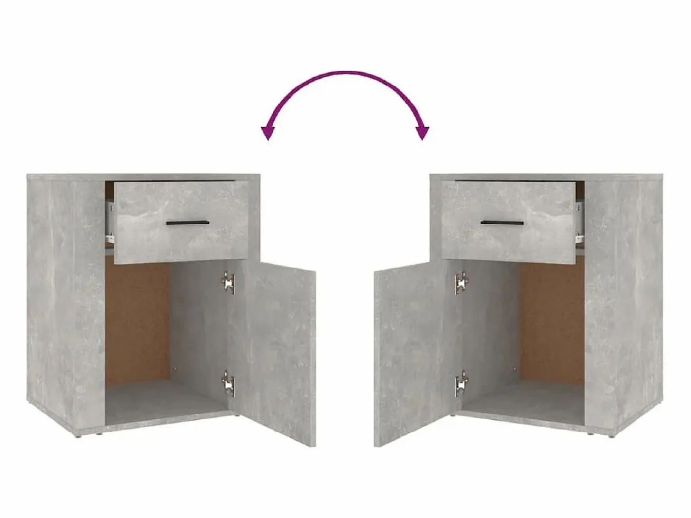 Mesita de noche madera contrachapada hormigón 50x36x60 cm^Clicnbuy Discount