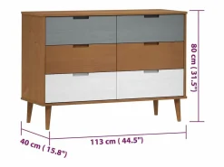 Mesita de noche MOLDE madera maciza de pino marrón 113x40x80 cm^vidaxl Clearance
