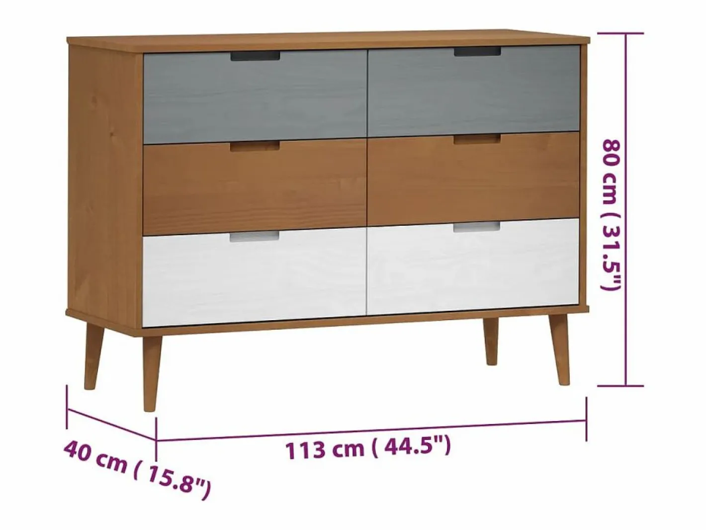 Mesita de noche MOLDE madera maciza de pino marrón 113x40x80 cm^vidaxl Clearance