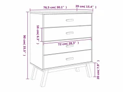 vidaxl Cómoda|Mesita de noche OLDEN madera maciza de pino marrón
